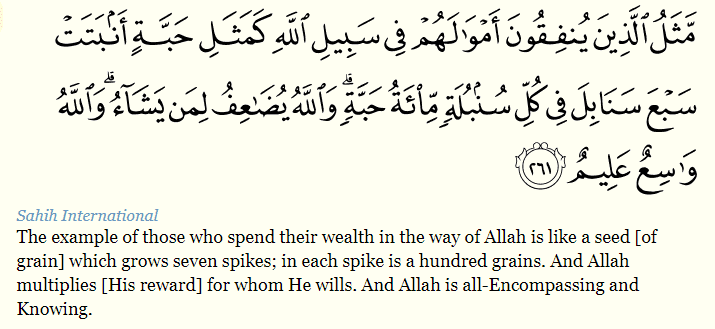 quraan verse 2-261